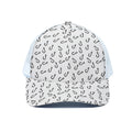 Fish Hook Pattern Print White Mesh Trucker Hat