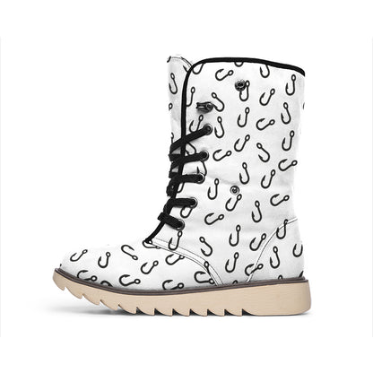 Fish Hook Pattern Print Winter Boots
