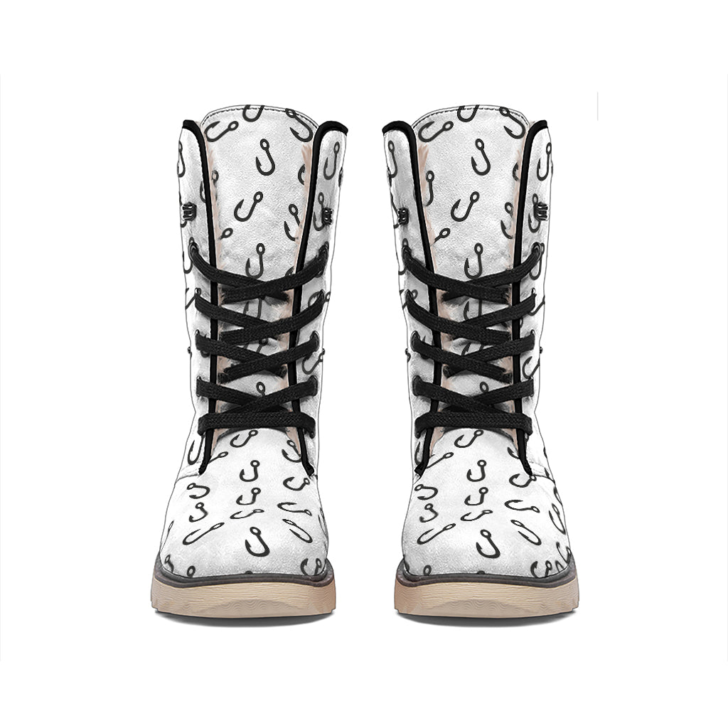 Fish Hook Pattern Print Winter Boots