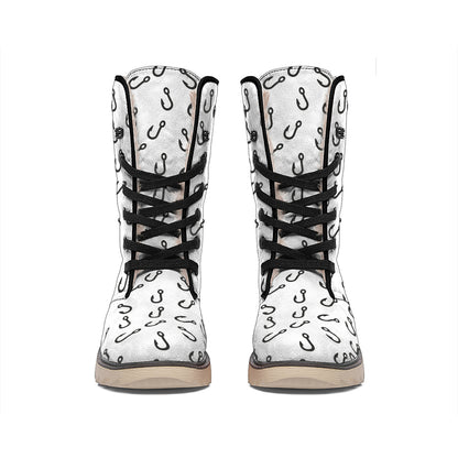Fish Hook Pattern Print Winter Boots