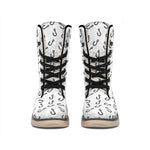 Fish Hook Pattern Print Winter Boots