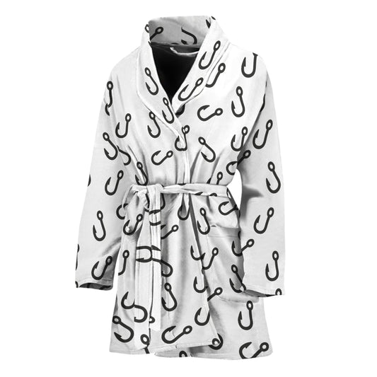 Fish Hook Pattern Print Women's Bathrobe