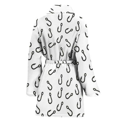Fish Hook Pattern Print Women's Bathrobe