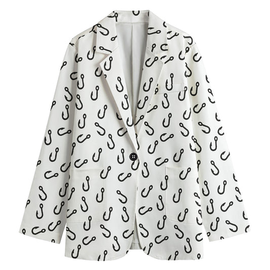 Fish Hook Pattern Print Women's Blazer