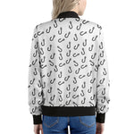 Fish Hook Pattern Print Women's Bomber Jacket