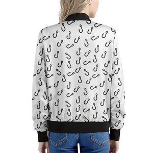 Fish Hook Pattern Print Women's Bomber Jacket