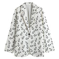 Fish Hook Pattern Print Women's Cotton Blazer