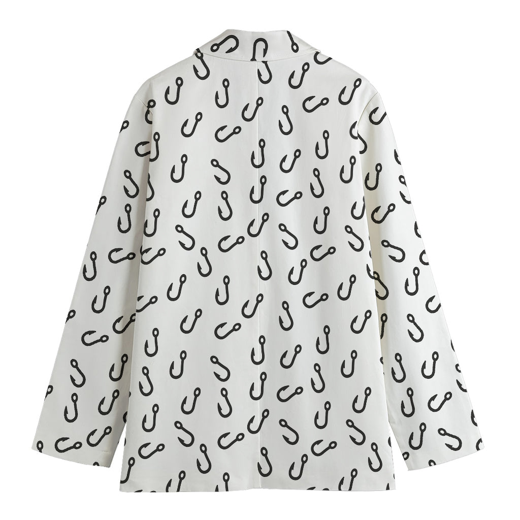 Fish Hook Pattern Print Women's Cotton Blazer