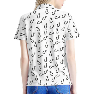 Fish Hook Pattern Print Women's Polo Shirt