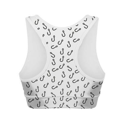 Fish Hook Pattern Print Women's Sports Bra