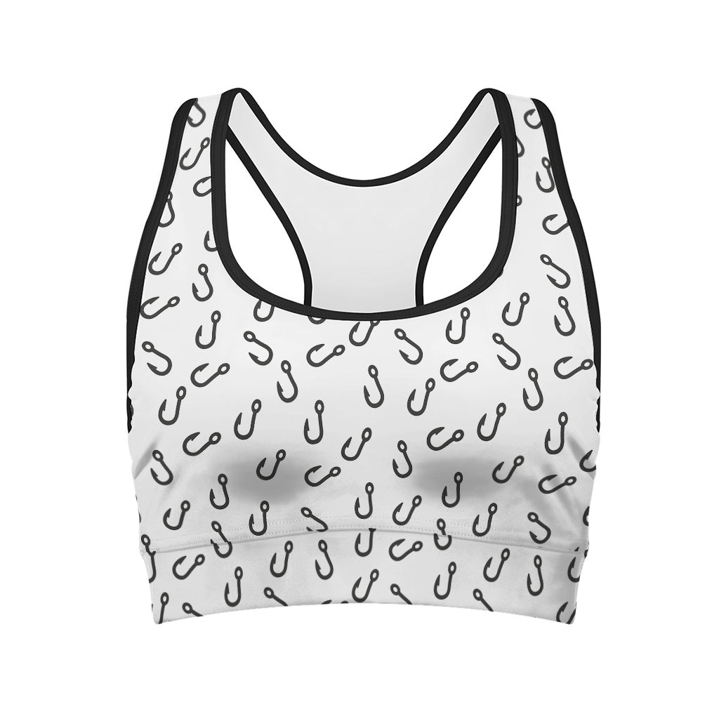 Fish Hook Pattern Print Women's Sports Bra