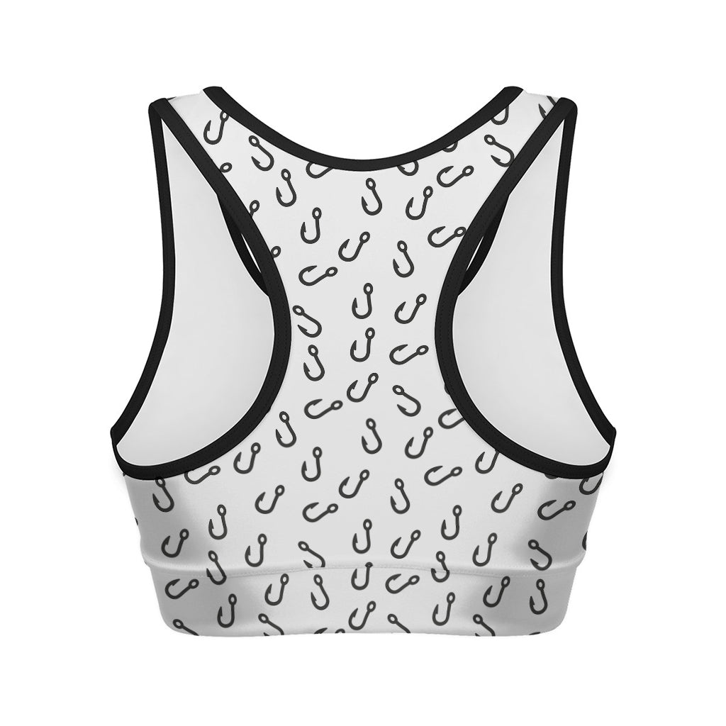 Fish Hook Pattern Print Women's Sports Bra