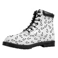 Fish Hook Pattern Print Padded Collar Lace Up Boots