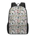Fishing Equipment Pattern Print 17 Inch Backpack