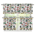 Fishing Equipment Pattern Print 3 Piece Kitchen Curtains