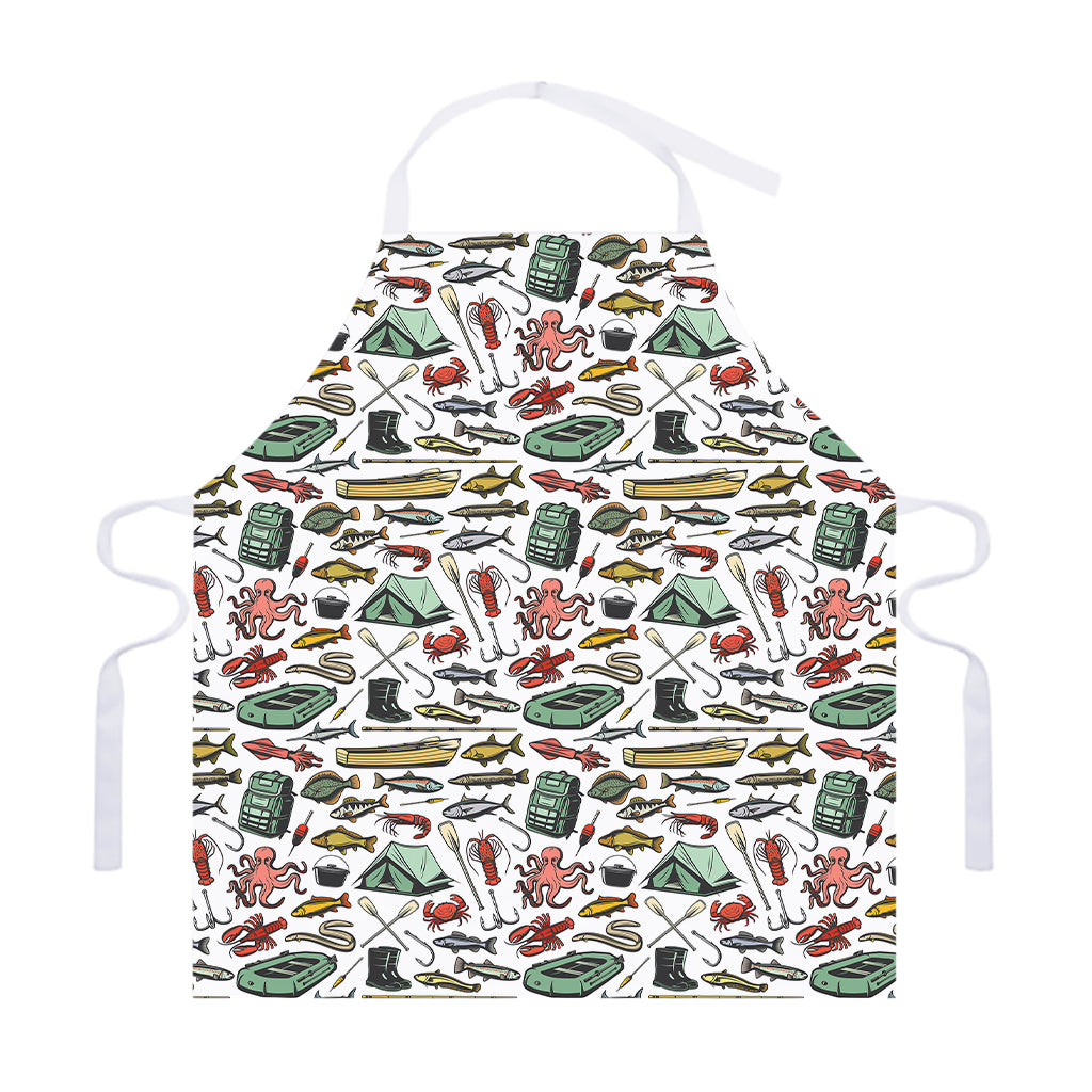 Fishing Equipment Pattern Print Adjustable Apron