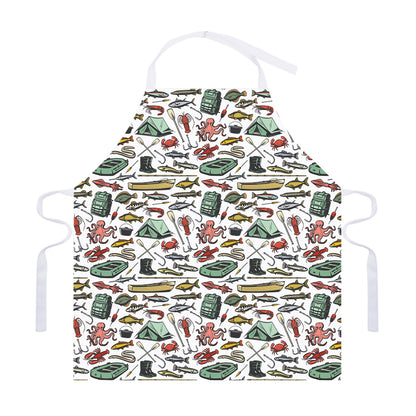 Fishing Equipment Pattern Print Adjustable Apron