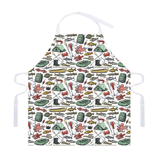 Fishing Equipment Pattern Print Adjustable Apron