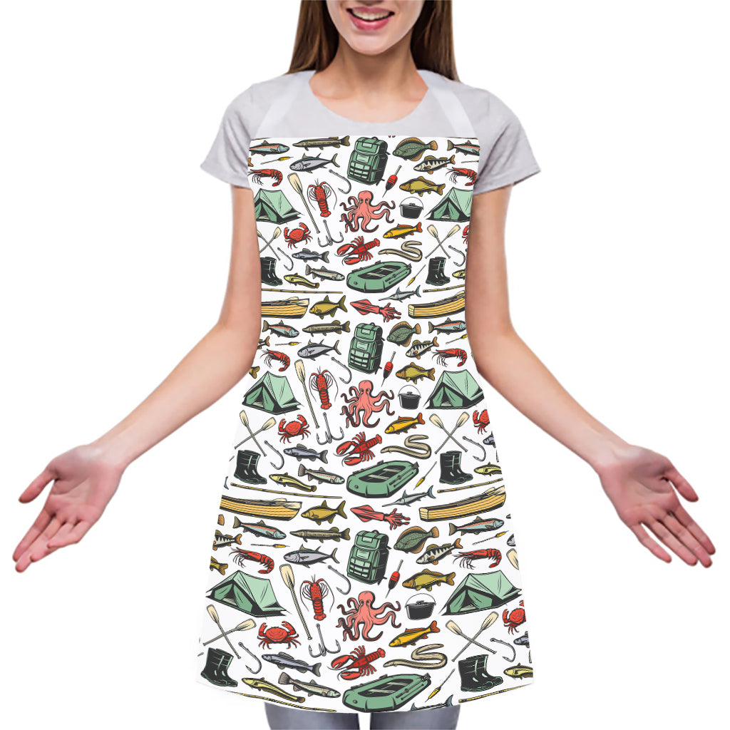 Fishing Equipment Pattern Print Adjustable Apron