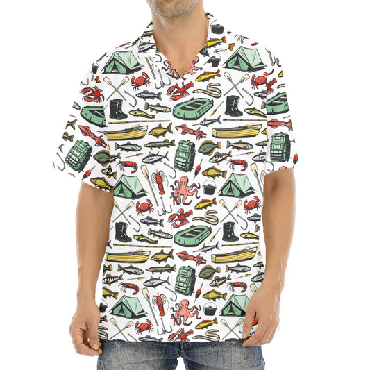Fishing Equipment Pattern Print Aloha Shirt