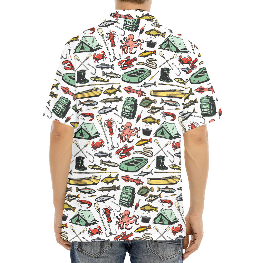 Fishing Equipment Pattern Print Aloha Shirt