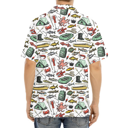 Fishing Equipment Pattern Print Aloha Shirt