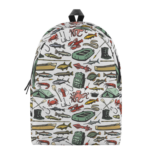 Fishing Equipment Pattern Print Backpack