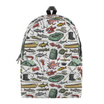 Fishing Equipment Pattern Print Backpack
