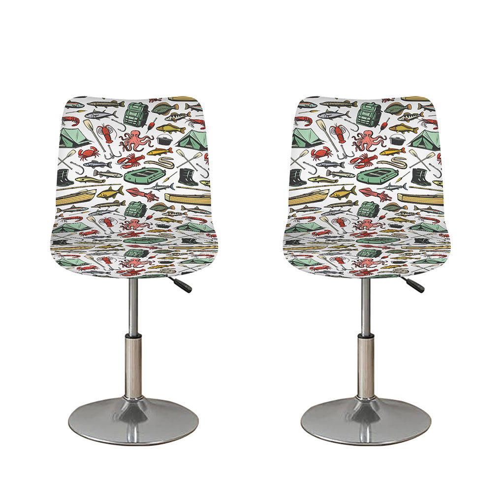 Fishing Equipment Pattern Print Bar Stool Covers