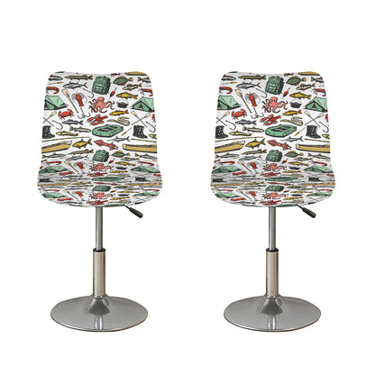 Fishing Equipment Pattern Print Bar Stool Covers