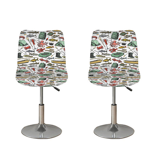 Fishing Equipment Pattern Print Bar Stool Covers