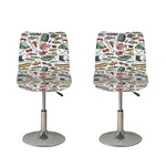 Fishing Equipment Pattern Print Bar Stool Covers