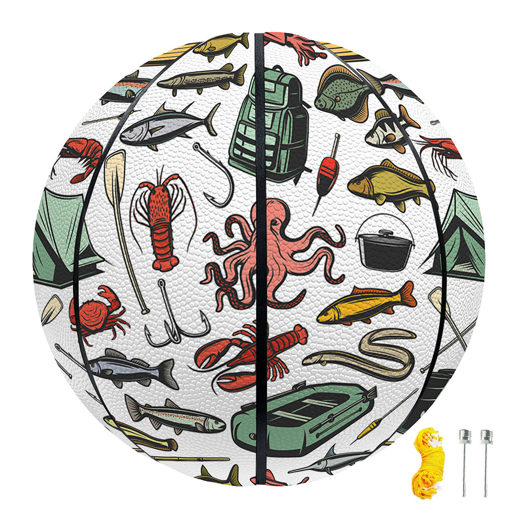 Fishing Equipment Pattern Print Basketball