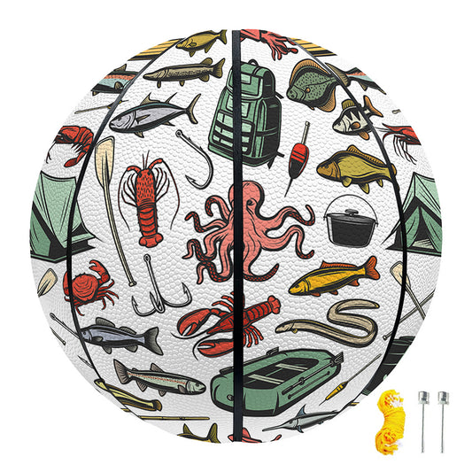 Fishing Equipment Pattern Print Basketball
