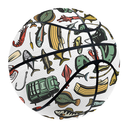 Fishing Equipment Pattern Print Basketball