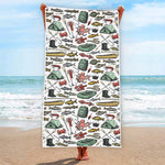 Fishing Equipment Pattern Print Beach Towel