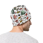 Fishing Equipment Pattern Print Beanie