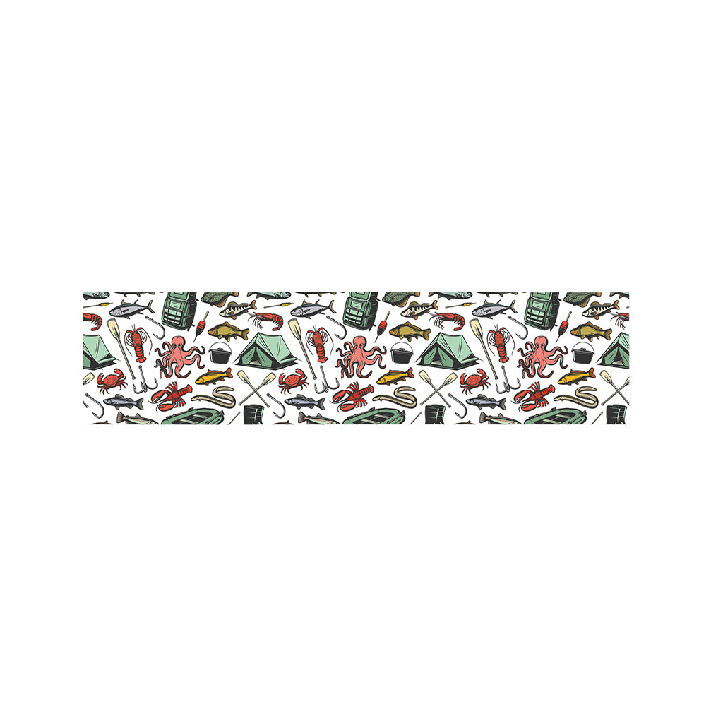 Fishing Equipment Pattern Print Bed Runner