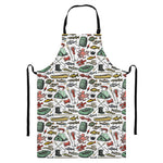 Fishing Equipment Pattern Print Bib Apron With Pocket