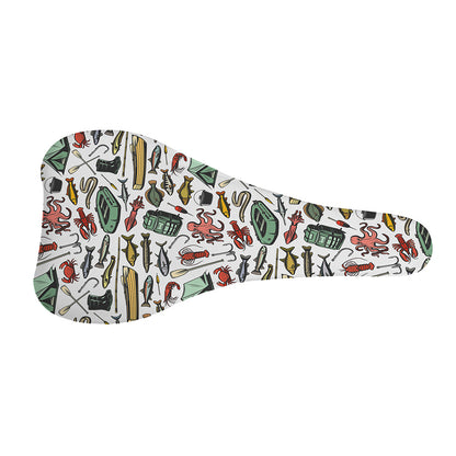 Fishing Equipment Pattern Print Bicycle Seat Cover