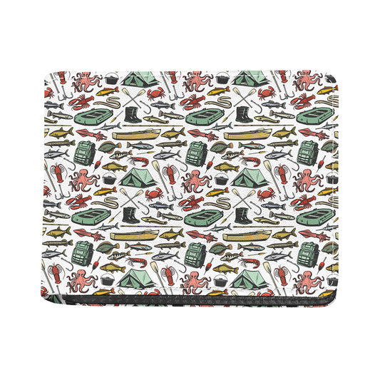 Fishing Equipment Pattern Print Bifold Wallet