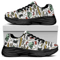 Fishing Equipment Pattern Print Black Chunky Shoes