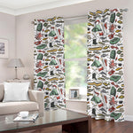 Fishing Equipment Pattern Print Blackout Grommet Curtains