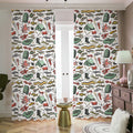 Fishing Equipment Pattern Print Dimout Pencil Pleat Curtains
