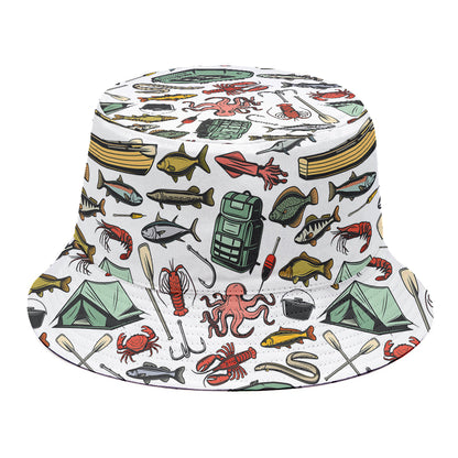 Fishing Equipment Pattern Print Bucket Hat