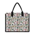 Fishing Equipment Pattern Print Canvas Tote Bag