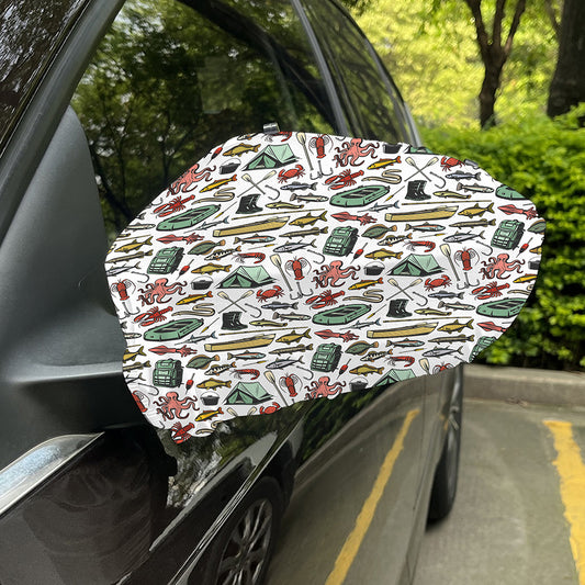 Fishing Equipment Pattern Print Car Side Mirror Covers