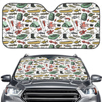 Fishing Equipment Pattern Print Car Windshield Sun Shade