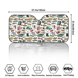 Fishing Equipment Pattern Print Car Windshield Sun Shade