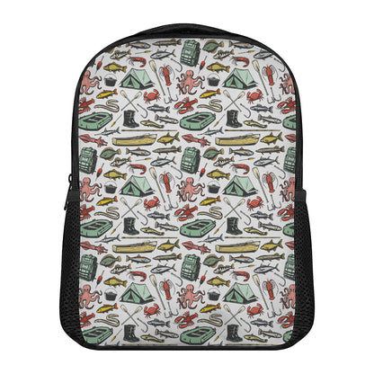 Fishing Equipment Pattern Print Casual Backpack
